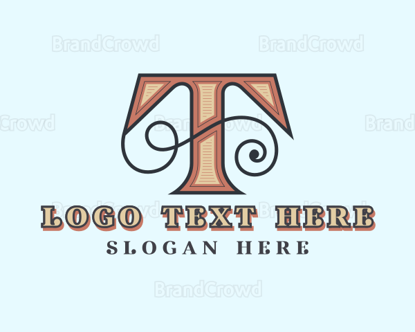 Retro Decorative Letter T Logo