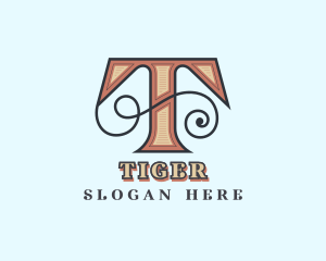 Retro Decorative Letter T Logo