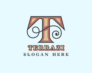 Retro Decorative Letter T logo design