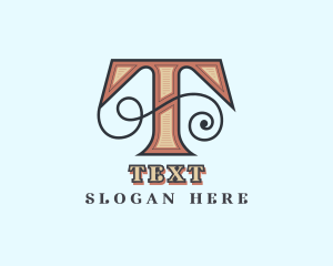 Retro Decorative Letter T logo design