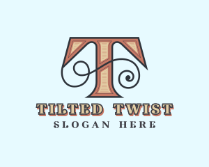 Retro Decorative Letter T logo design