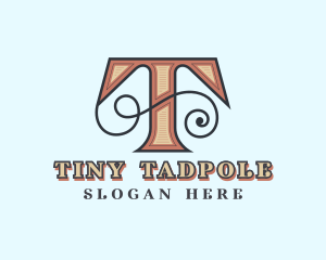 Retro Decorative Letter T logo design