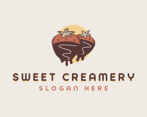 Chocolate Strawberry Dessert logo design