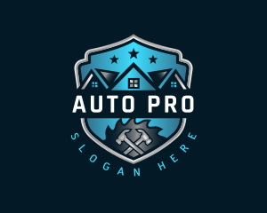 House Roof Hammer Remodeling Logo