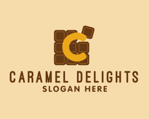 Caramel - Chocolate Bar Puzzle logo design