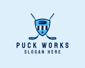 Puck - Ice Hockey Sports Crest logo design