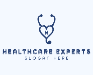 Stethoscope Heart Cardiology logo design