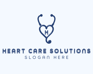 Stethoscope Heart Cardiology logo design