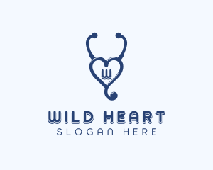 Stethoscope Heart Cardiology logo design