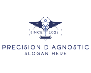 Diagnostic - Medical Caduceus Wings logo design