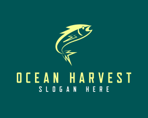 Ocean Lightning Fish logo design