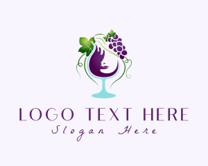 Agriculture - Wine Glass Woman logo design