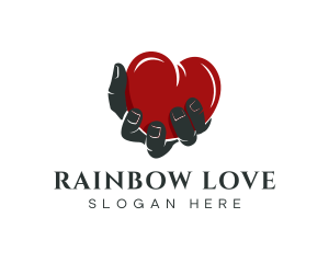 Valentine Hand Heart logo design