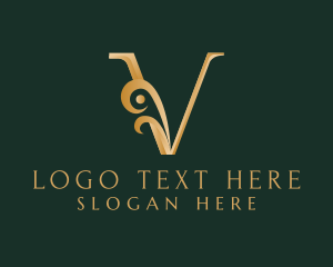 Letter V - Ornament Luxury Hotel logo design