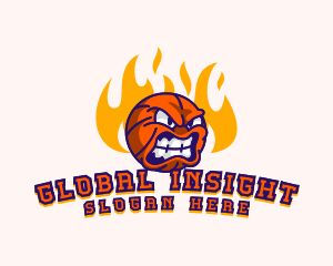 Flame - Fire Basketball League logo design