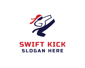 Karate Taekwondo Kick logo design