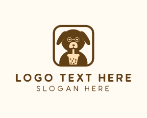 Boba Tea - Milk Tea Puppy Dog logo design