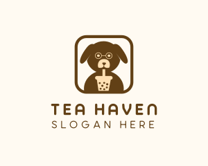 Milk Tea Puppy Dog logo design