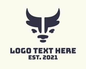 Oxen - Minimalist Blue Ox logo design