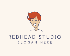 Redhead - Happy Teenage Boy logo design