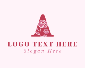 Flower - Red Roses Letter A logo design