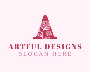 Rose Floral Letter A logo design