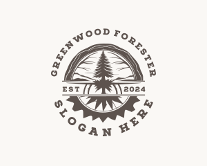 Tree Lumberjack Forest logo design