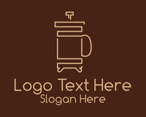 Coffee Pot - Minimalist French Press logo design