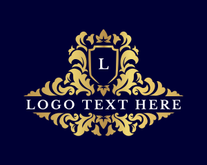 Gold - Luxury Royalty Flourish Shield logo design