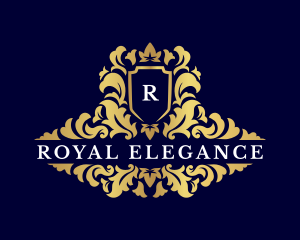 Luxury Royalty Flourish Shield  logo design