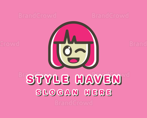 Cute Cartoon Girl Logo