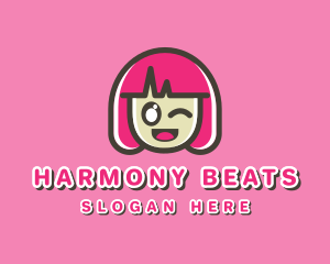 Cute Cartoon Girl Logo