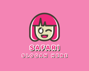 Cute Cartoon Girl Logo