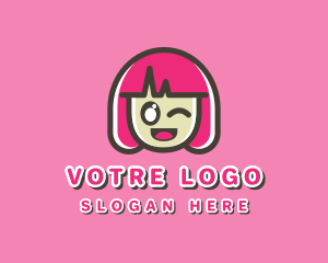 Cute Cartoon Girl Logo