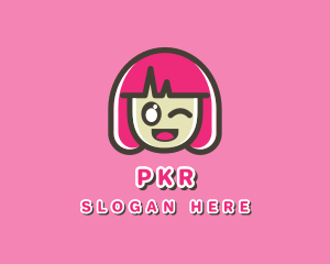 Cute Cartoon Girl Logo