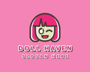 Doll - Cute Cartoon Girl logo design