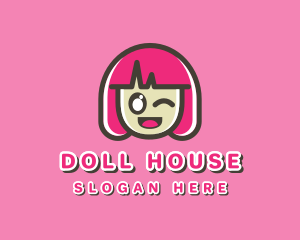 Doll - Cute Cartoon Girl logo design
