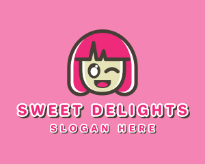 Cute Cartoon Girl logo design