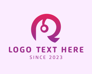 Remix - Purple Gradient Streaming Letter R logo design