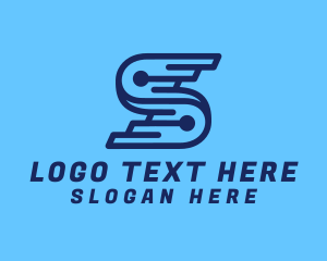 Network - Blue Tech Letter S logo design