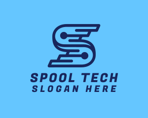 Blue Tech Letter S logo design