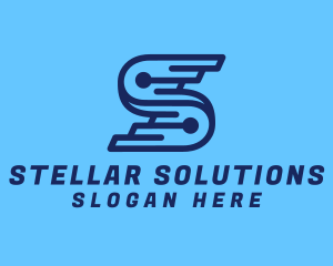 Blue Tech Letter S logo design