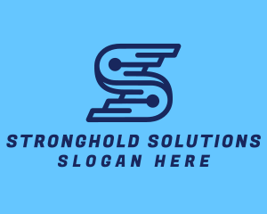 Blue Tech Letter S logo design