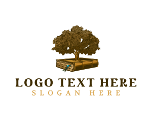 Knowledge - Tree Book Wisdom logo design