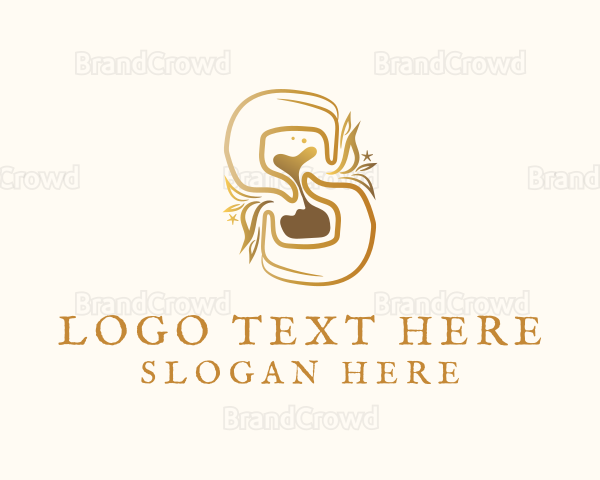 Gold Hourglass Hand Logo