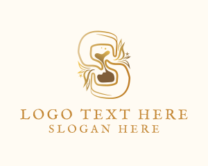 Nail Salon - Gold Hourglass Hand logo design