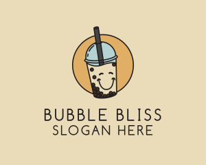 Happy Milk Bubble Tea  logo design