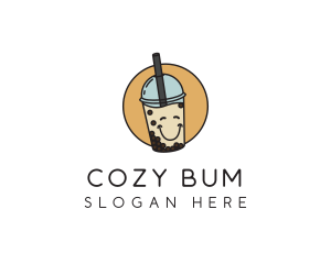 Happy Milk Bubble Tea  logo design