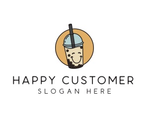 Happy Milk Bubble Tea  logo design