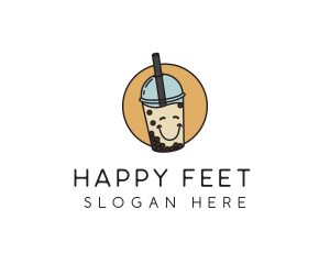 Happy Milk Bubble Tea  logo design